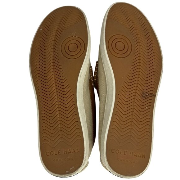 Cole Haan Beige Canvas Nantucket Penny Loafer Brown Leather Detail Men's Sz 10 M - Picture 7 of 10